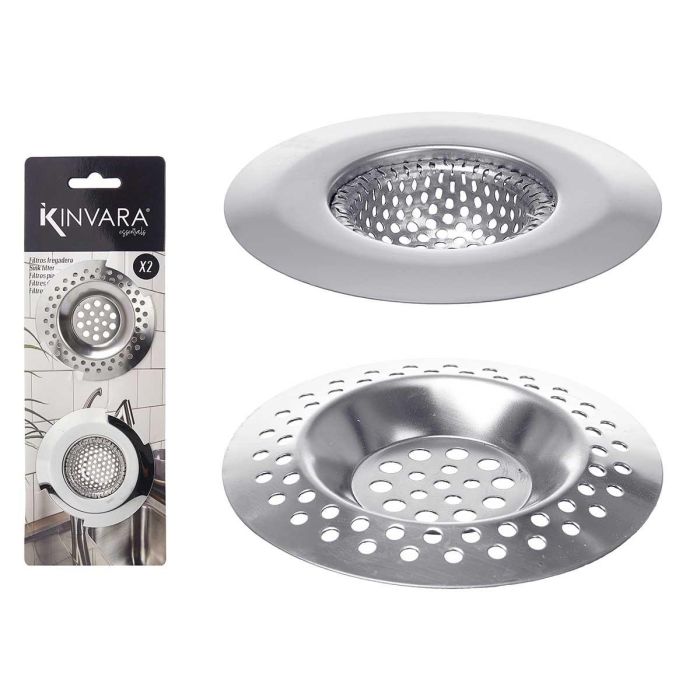 Kinvara Set de 2 Filtros de Fregadero Hondo de Acero Inoxidable con Agujeros Pequeños (7.3x7.3x1.6 cm y 7.3x7.3x0.5 cm) (24 Unidades) Kinvara Set de 2 Filtros de Fregadero Hondo de Acero Inoxidable con Agujeros Pequeños (7.3x7.3x1.6 cm y 7.3x7.3x0.5 cm) (24 Unidades)