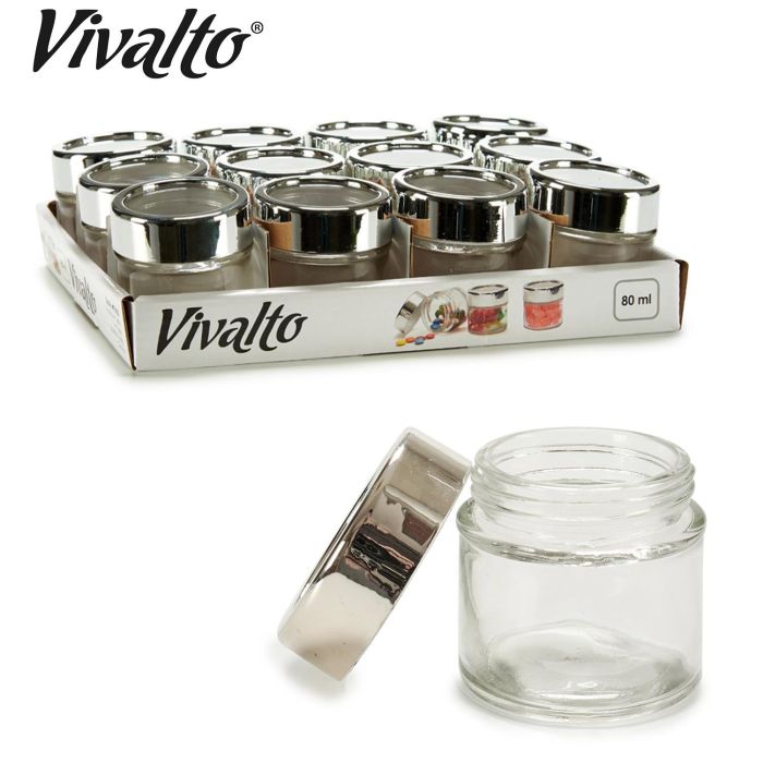 Bote Redondo Cristal Trans Tapa 8Cl Vivalto 6CM (48 Unidades) 2 Bote Redondo Cristal Trans Tapa 8Cl Vivalto 6CM (48 Unidades) 2