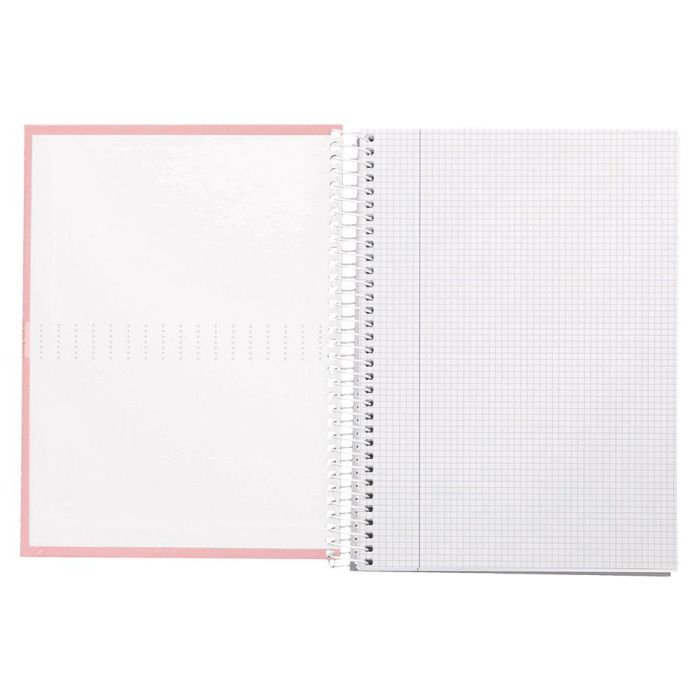 Cuaderno Espiral Liderpapel A4 Crafty Tapa Forrada 80H 90 gr Cuadro 4 mm Con Margen Color Rosa 1