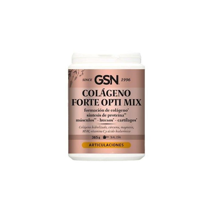 GSN Colágeno Forte Opti Mix 364g para Huesos, Articulaciones y Músculos con Cúrcuma, Magnesio, MSM, Vitamina C y Ácido Hialurónico
