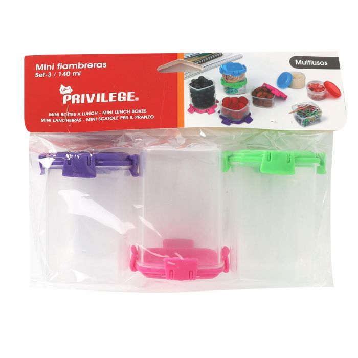 Set de 3 Mini Fiambreras Privilege 140 ml (24 Cajas) 1 Set de 3 Mini Fiambreras Privilege 140 ml (24 Cajas) 1