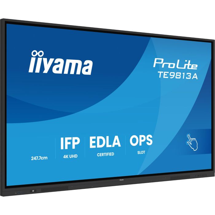 Iiyama TE9813A-B1AG Pantalla Interactiva 98" UHD IPS Android 14 8/128GB 450cd/m² Antiglare LAN WiFi-6/BT 5.0 OPS Slot VESA 400x400 Negro 12 Iiyama TE9813A-B1AG Pantalla Interactiva 98" UHD IPS Android 14 8/128GB 450cd/m² Antiglare LAN WiFi-6/BT 5.0 OPS Slot VESA 400x400 Negro 12