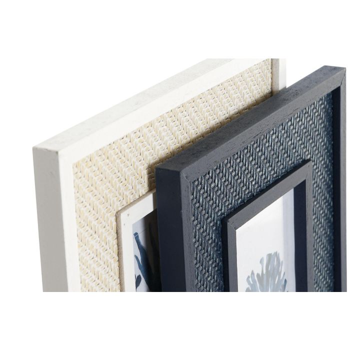 DKD Home Decor Marco de Foto 13x18 cm Atlantico Azul Marino Blanco Mdf (4 Unidades)