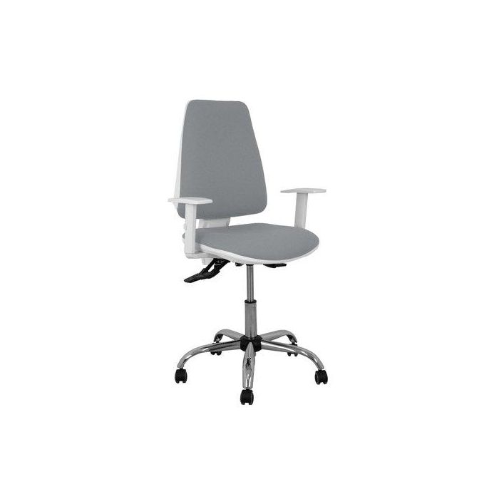 Silla Piqueras Y Crespo Elche Blanca Brazos Regulables Mecanismo Asincro Regulable En Altura Base Metalica Ruedas Parquet Asiento Y Respaldo Tapizado Bali Gris