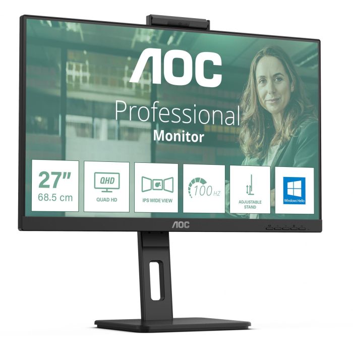 AOC Q27P3CW Monitor 27" Quad HD IPS con Webcam Integrada y USB-C 1