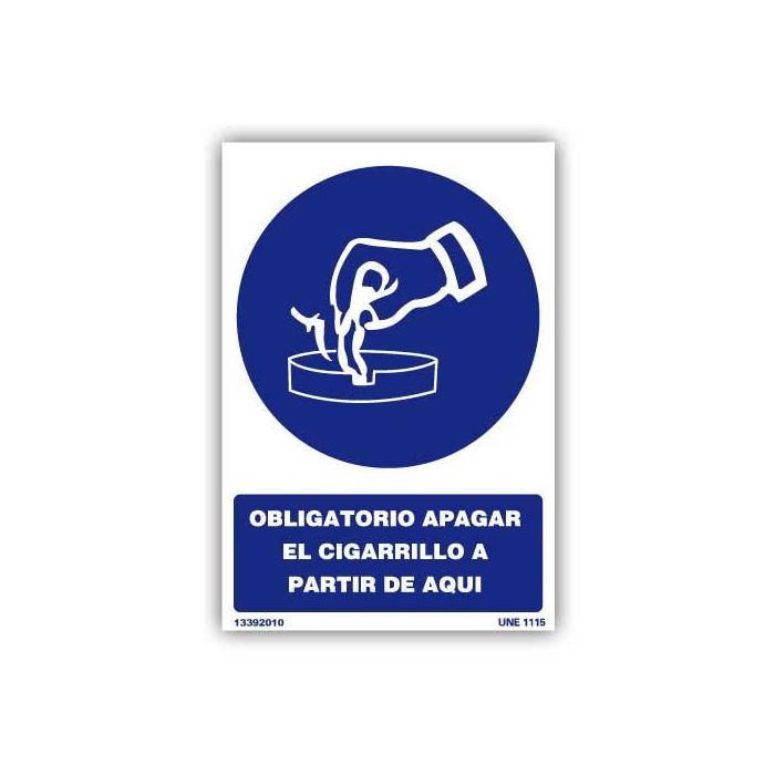DUVER Señal Adhesiva 'Obligatorio Apagar Cigarrillos' 210x150 mm