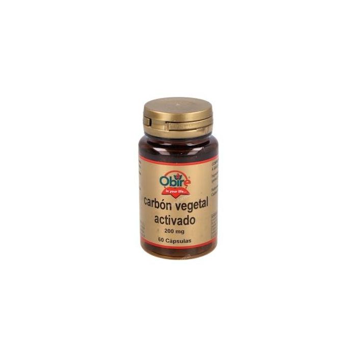 OBIRE Carbón Vegetal Activado 200 mg 60 Cápsulas, Complemento Alimenticio para Bienestar Digestivo