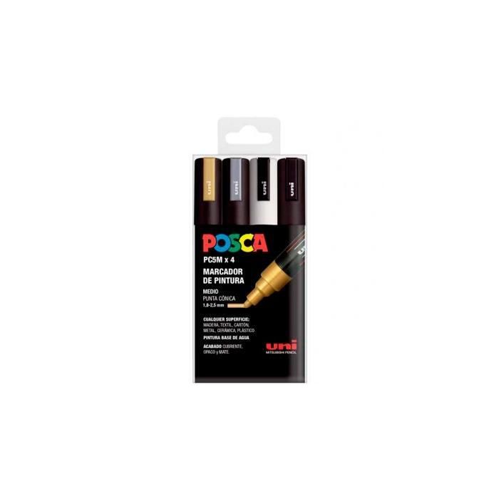 Posca Marcador Pc-5M-4C No Permanente 1.8 mm-2.5 mm Colores Surtidos Gswb -Estuche 4U-