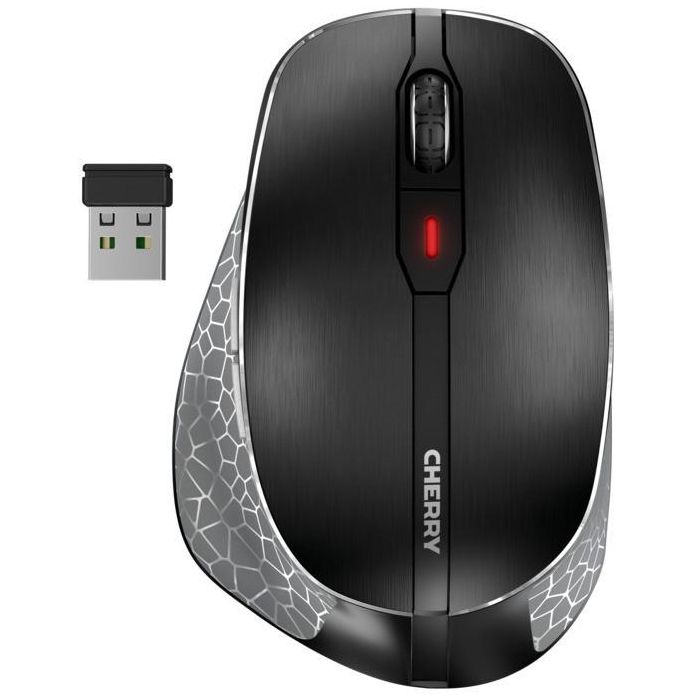 Cherry JW-8600 Ratón ergonómico inalámbrico MW 8C ERGO, Óptico RF + Bluetooth, 3000 DPI, Negro/Gris