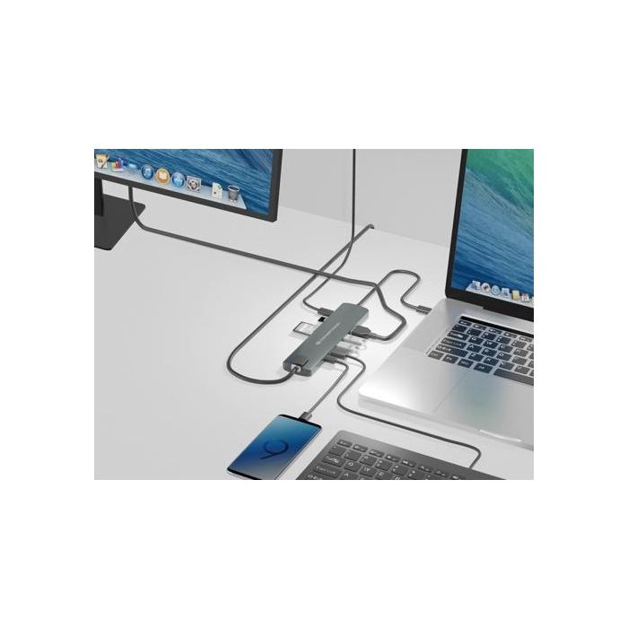 Conceptronic Adaptador USB Tipo C con HDMI, Ethernet, 3 Puertos USB 3.1 Tipo A y 2 Tipo C, Lector de Tarjetas SD, Compatible con Mac 2