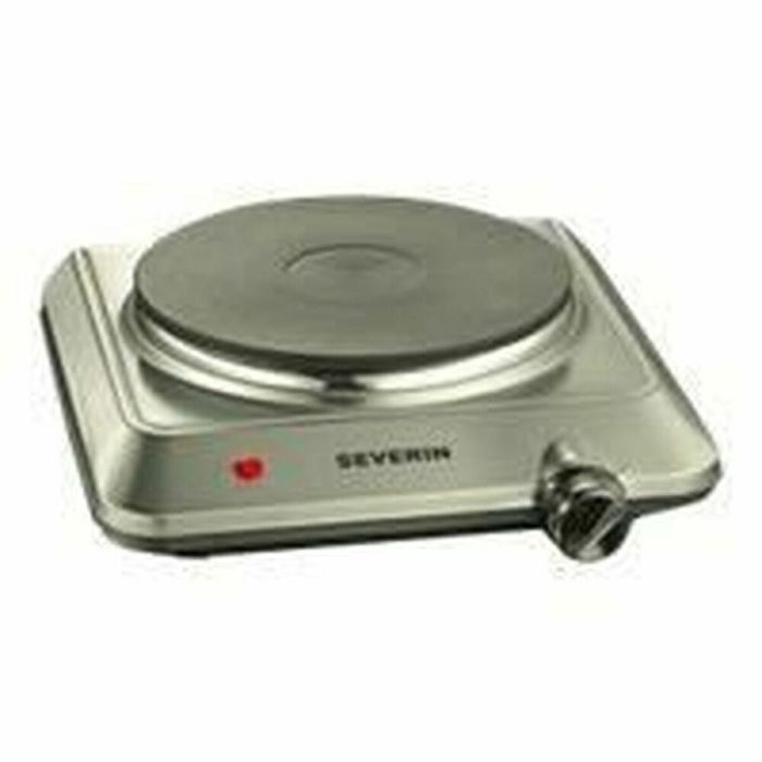 Severin KP1092 Placa Eléctrica Rechaud 1500W, Diámetro 18 cm, Termostato Regulable, Acero Inoxidable para Cocina Pequeña