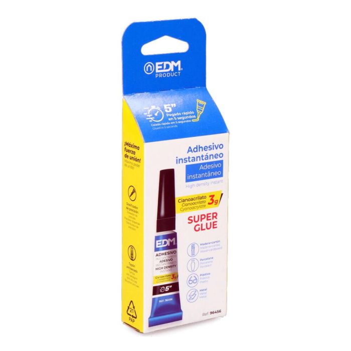 Edm Cianocrilato 3 g - Adhesivo para metal, porcelana, plástico, goma, vidrio, madera 2 Edm Cianocrilato 3 g - Adhesivo para metal, porcelana, plástico, goma, vidrio, madera 2
