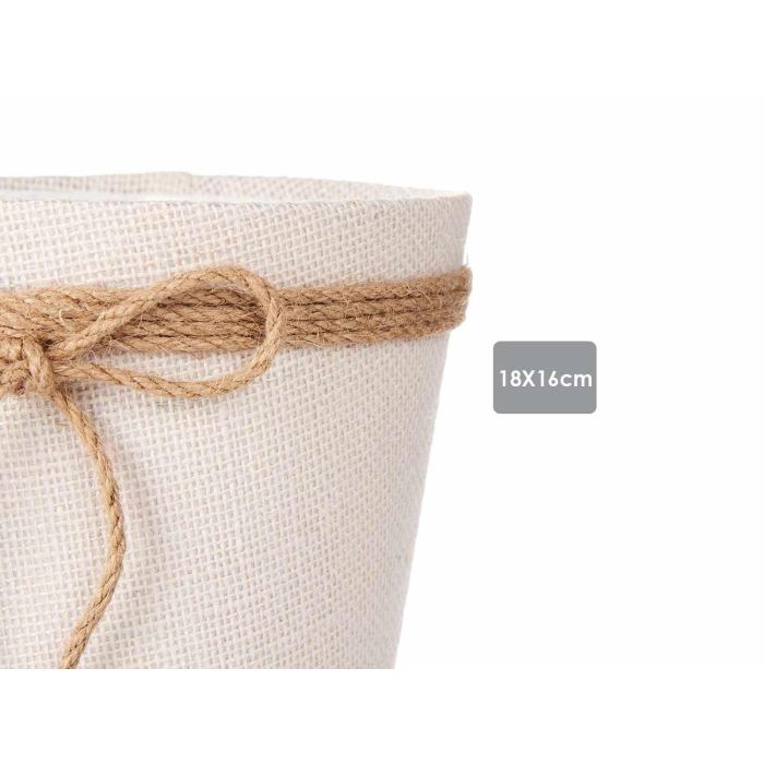 Ibergarden Macetero de Tela con Lazo de Cuerda y Forro Plástico, Blanco, 18x16 cm (24 Unidades) 2