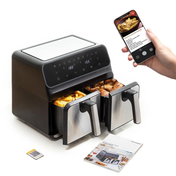 Freidora de Aire InnovaGoods Fryinn Double 8000 Negro 3400 W 8 L Acero Inoxidable 4 Freidora de Aire InnovaGoods Fryinn Double 8000 Negro 3400 W 8 L Acero Inoxidable 4