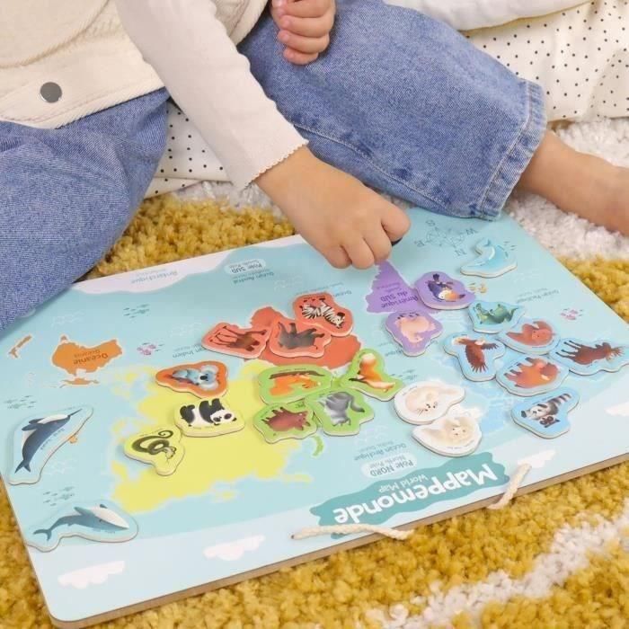 Tablero magnético de continentes - Juego educativo - JADE - 30 piezas de animales - Madera FSC - 40x30 cm - A partir de 3 años 2 Tablero magnético de continentes - Juego educativo - JADE - 30 piezas de animales - Madera FSC - 40x30 cm - A partir de 3 años 2