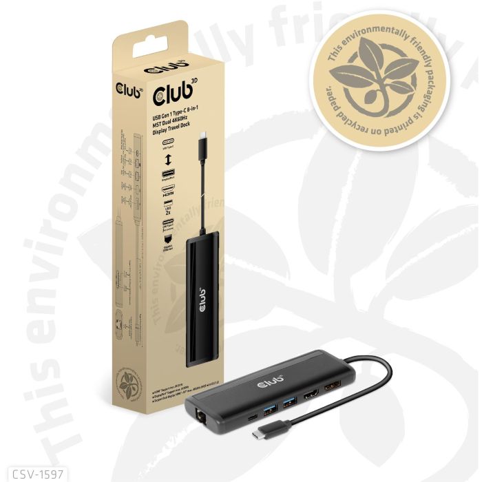 Club3D USB-8-in1-HUB USB-C > HDMI/DP/2xUSB/USB-C/RJ45 100W 4