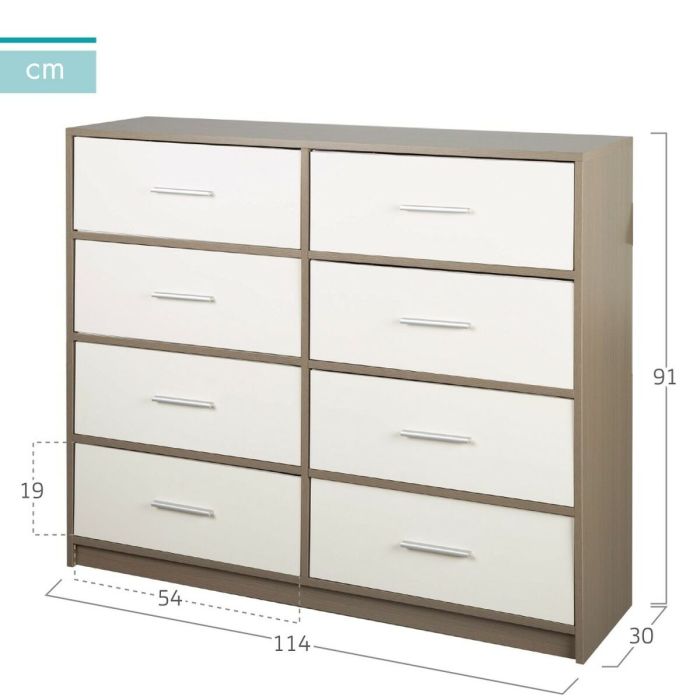 Cómoda Max Home Blanco Gris Moderno 114 x 92 x 30 cm 3