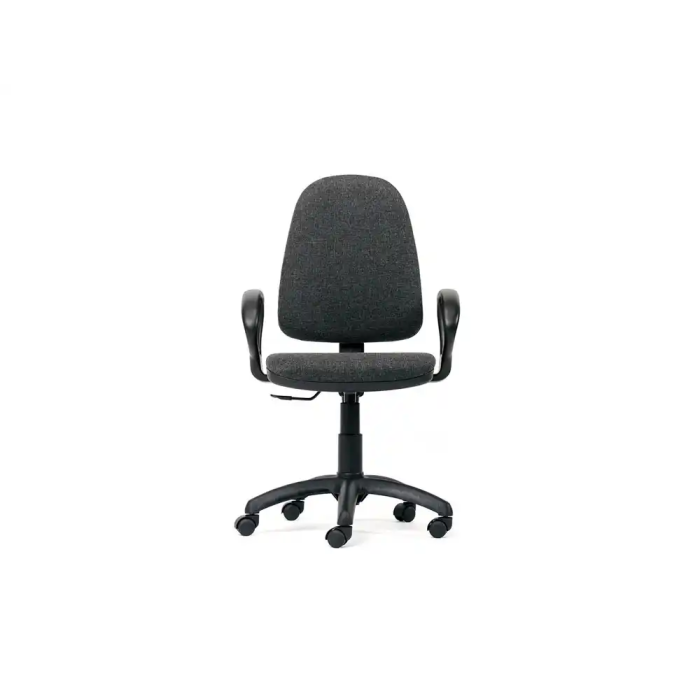 Rocada Silla de Oficina Brazos Fijos Base Nylon Respaldo y Asiento Tela Ignífuga Gris 1