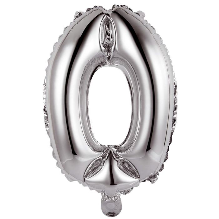 Globo Cifra 0 Plata Party Time altura 35 cm 0 Globo Cifra 0 Plata Party Time altura 35 cm 0