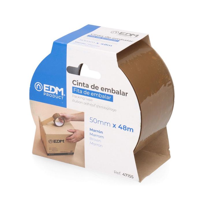 Edm Cinta de Embalar de Polipropileno Marrón 48 Micras 50 mm x 48 m - Precinto para Paquetes Resistente Intemperie 2 Edm Cinta de Embalar de Polipropileno Marrón 48 Micras 50 mm x 48 m - Precinto para Paquetes Resistente Intemperie 2