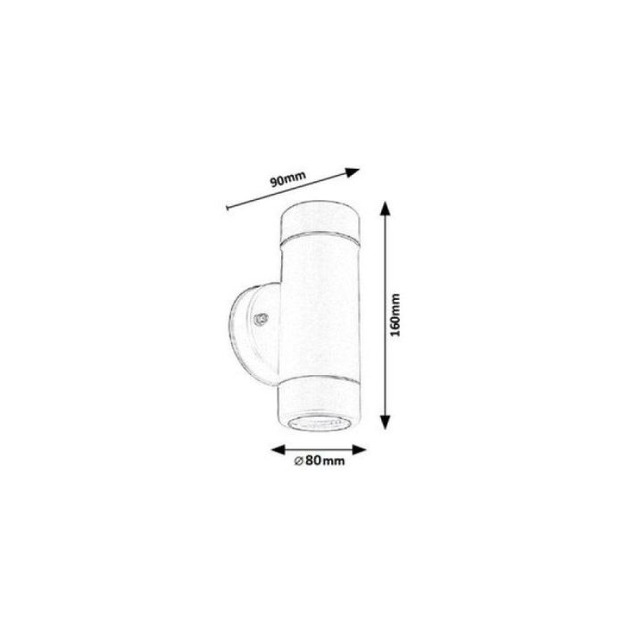 RABALUX RAB-8833 Aplique de Exterior Medina 1xGU10 IP44 Plástico Negro Mate Minimalista, Luz Bidireccional (Bombilla no Incluida) 1