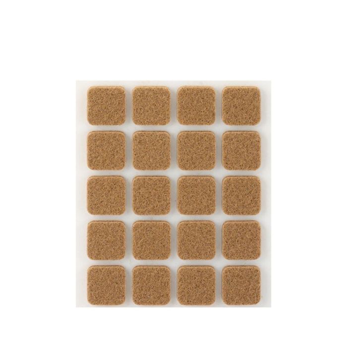 Inofix Plasfix Pack 20 fieltros marrón sintéticos adhesivos 17x17mm, lana acrílica, protegen suelo y silencian ruido