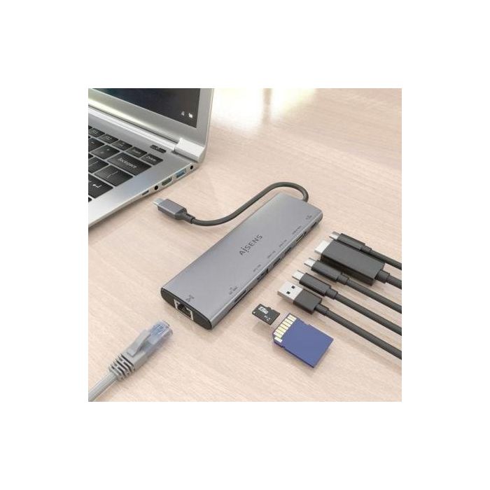 Docking USB Tipo-C Aisens ASUC-8P033-GR/ 1xHDMI/ 1xUSB/ 2xUSB Tipo-C/ 1xRJ45/ 1xLector Tarjetas/ 1xUSB Tipo-C PD/ Gris 4
