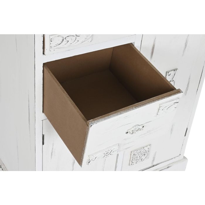 DKD Home Decor Cajonera Romántico Blanco de Madera con 6 Cajones, 2 Puertas y 1 Estantería. Dimensiones: 69x38x130 cm 4 DKD Home Decor Cajonera Romántico Blanco de Madera con 6 Cajones, 2 Puertas y 1 Estantería. Dimensiones: 69x38x130 cm 4
