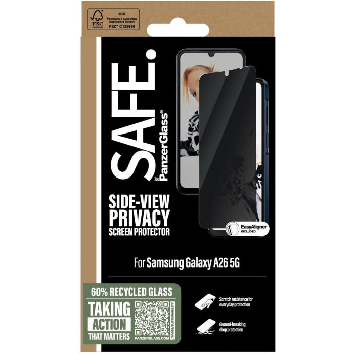PanzerGlass SAFE. Protector de Pantalla de Privacidad para Samsung Galaxy A26 5G | Anti-huellas, Resistente a golpes y rayones, Fácil aplicación 2