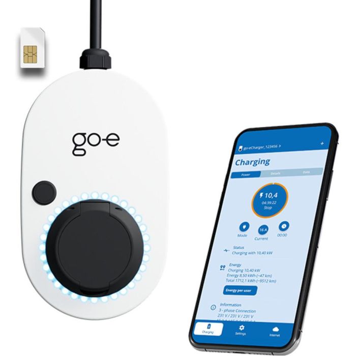go-e Charger Gemini 2.0, 22 kW (32A 3-phasig) (wei/schwarz, ohne Kabel, 4G/LTE) 1