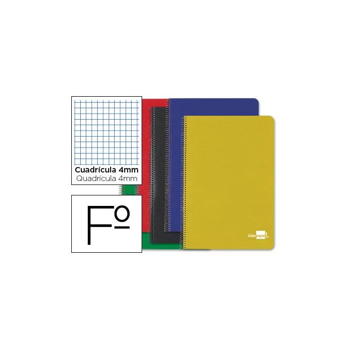 Cuaderno Espiral Liderpapel Folio Tapa Dura 80H 60 gr Cuadro 4 mm Con Margen Colores Surtidos 10 unidades