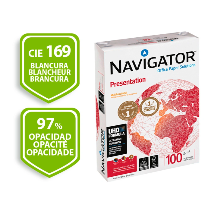 Navigator Papel DIN A4 100 gramos Multiuso Ink-jet y Láser, Paquete 500 Hojas 1