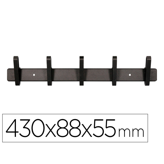 Liderpapel Perchero de Pared Metálico Negro 5 Colgadores 430x88x55 mm 0 Liderpapel Perchero de Pared Metálico Negro 5 Colgadores 430x88x55 mm 0