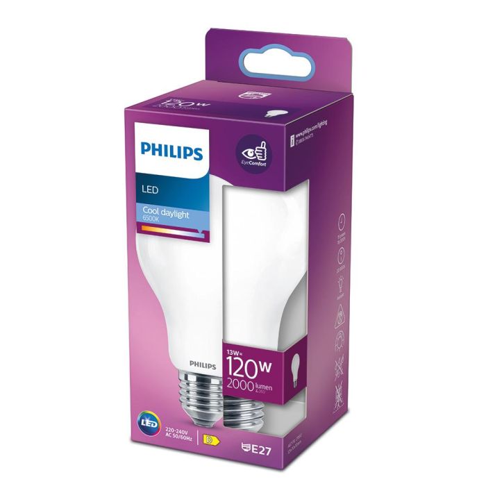 Bombilla standard led e27 13w 2000lm 6500k luz fria ø7x12,1cm. philips 1