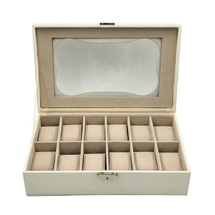 Caja para Relojes Versa Blanco Poliuretano Papel Espejo Madera MDF 20 x 8,5 x 32,5 cm 1 Caja para Relojes Versa Blanco Poliuretano Papel Espejo Madera MDF 20 x 8,5 x 32,5 cm 1