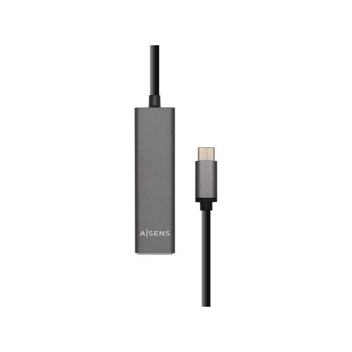 Aisens Hub USB-C Macho a 4x USB 3.0 Hembra Gris 15 cm - USB 3.1 Gen1 Velocidad 5 Gbps