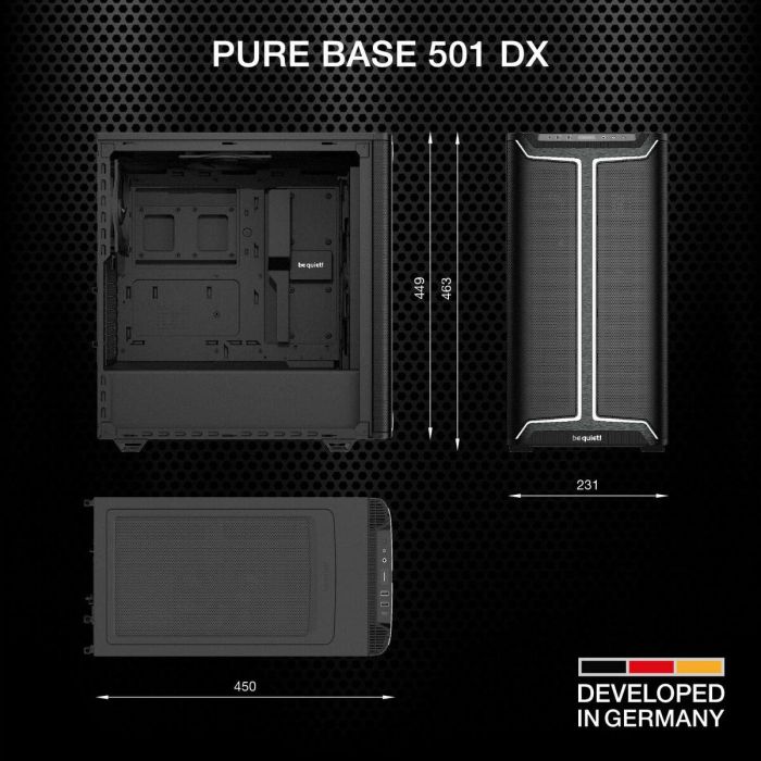 be quiet! Pure Base 501 DX Caja PC Midi Tower Negra con Ventana Lateral, Iluminación RGB, Compatible ATX, Filtro Antipolvo 6 be quiet! Pure Base 501 DX Caja PC Midi Tower Negra con Ventana Lateral, Iluminación RGB, Compatible ATX, Filtro Antipolvo 6