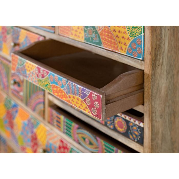 Giner y Colomer Aparador Alto Madera de Mango 90 cm Natural Multicolor 10 Cajones 5