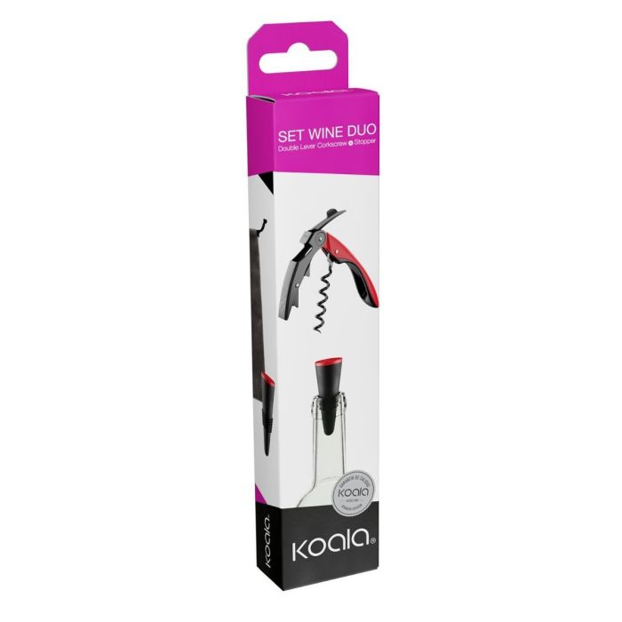 Set Sacacorchos Acero Inoxidable y Tapón Set Vino Koala 4,5x2,5x19,5 cm 5 Set Sacacorchos Acero Inoxidable y Tapón Set Vino Koala 4,5x2,5x19,5 cm 5