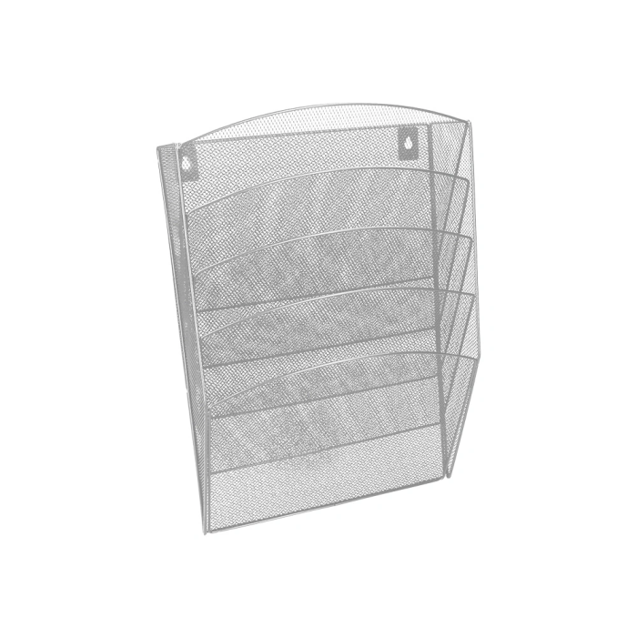 Q-connect Expositor Mural de Pared con 5 Bandejas DIN A4 Plateado Metalico 9,3x31,5x44 cm 7