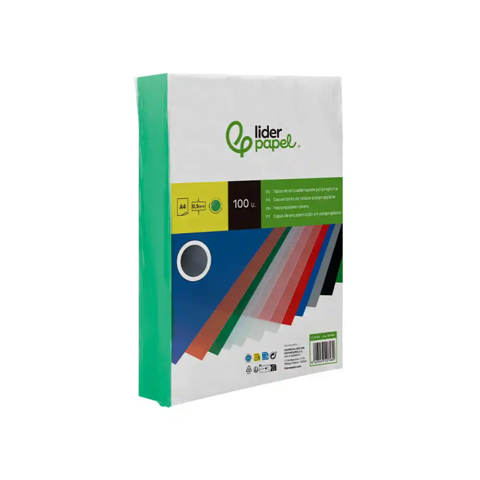 Liderpapel Tapas Encuadernacion Polipropileno A4 0.5 mm Verde Translucido Paquete 100 Unidades 2 Liderpapel Tapas Encuadernacion Polipropileno A4 0.5 mm Verde Translucido Paquete 100 Unidades 2