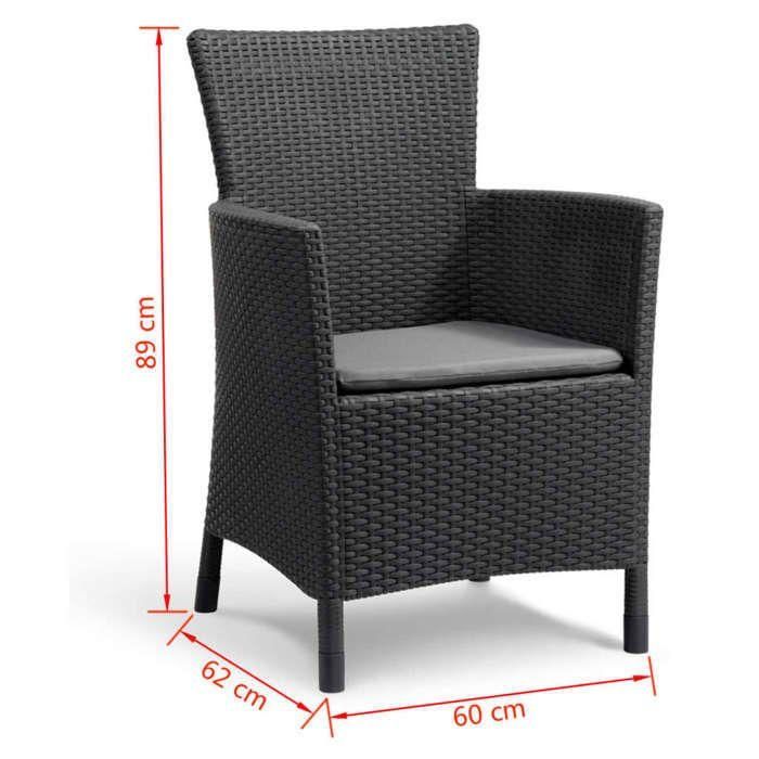 ALLIBERT by KETER Sillón de Jardín para Exterior IOWA Graphite Resina Trenzada Imitación Ratán con Cojín Gris de Poliéster 62x60x89 cm 3 ALLIBERT by KETER Sillón de Jardín para Exterior IOWA Graphite Resina Trenzada Imitación Ratán con Cojín Gris de Poliéster 62x60x89 cm 3