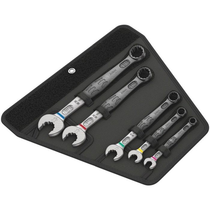 Wera 05020230001 Joker 6003 Set 1 de 5 Llaves de Anillo y Boca, Tamaños 8, 10, 13, 17, 19 mm con Funda de Transporte