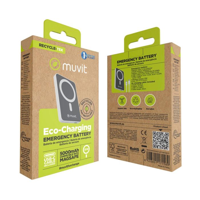 Powerbank Muvit for Change DP51AQ-R Blanco 5000 mAh 8 Powerbank Muvit for Change DP51AQ-R Blanco 5000 mAh 8
