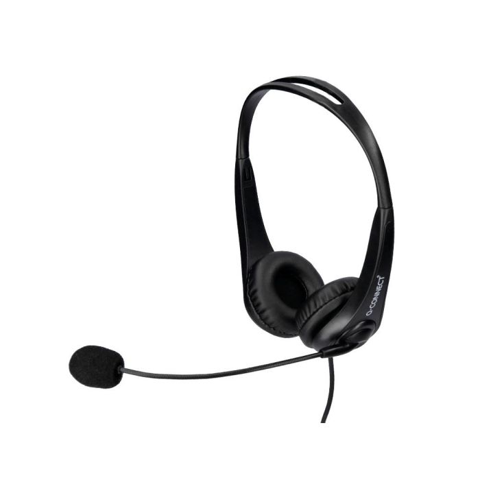 Auricular Q-Connect Biaural Diadema Con Microfono Y Control De Volumen Conexion Usb Cable De 2M Color Negro