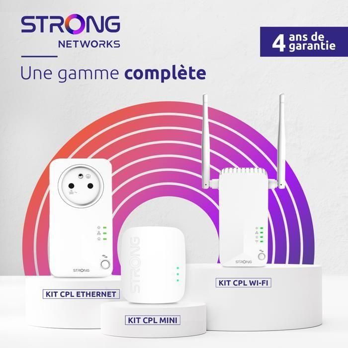 Kit CPL - STRONG - Powerline Wi-Fi 600 Duo - Módulo Wi-Fi, Punto de Acceso 300 MB 4 Kit CPL - STRONG - Powerline Wi-Fi 600 Duo - Módulo Wi-Fi, Punto de Acceso 300 MB 4