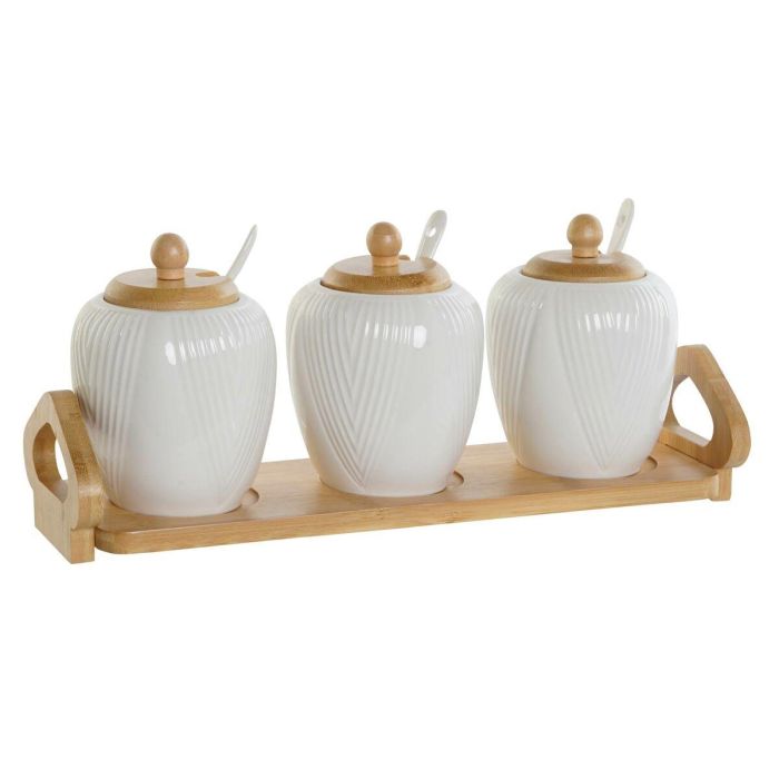 Azucarero Basicos DKD Home Decor Blanco Natural 9 x 7 x 31 cm Set de 4