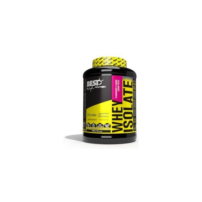 BEST PROTEIN Whey Isolate Fresa 2000g - Proteína de Suero Aislada 90% para Crecimiento y Conservación Muscular