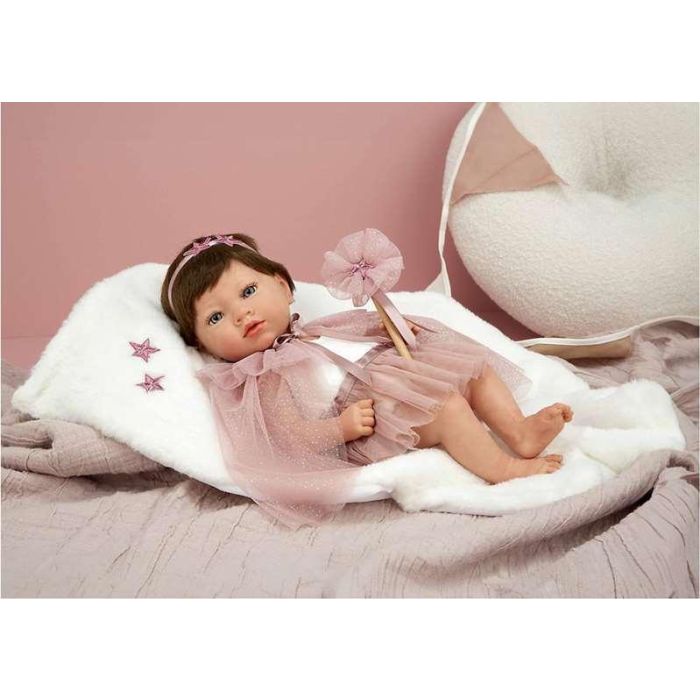 Muñecas Arias Muñeca Reborn Princess 38 cm Cuerpo Vinilo Sexo Niña Rosa con Manta