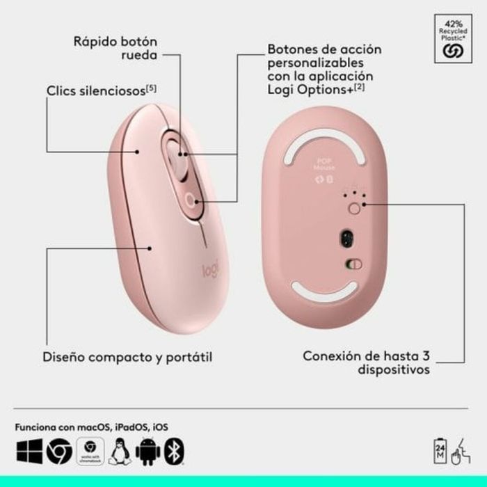 Teclado Logitech 920-013120 Rosa Qwerty Español QWERTY 3